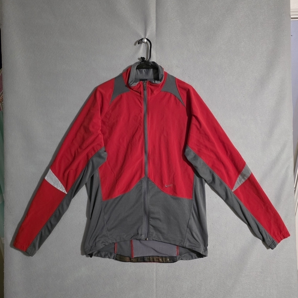 Nike Mens Red & Gray Reflective Running/Cycling Full Zip Jacket Size XL